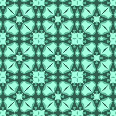 Vektör illüstrasyonu, yeşil renkli ve soyut dikişsiz geometrik desen için kullanılabilir. Vector illüstrasyon duvar kağıdı veya çerçeve için kullanılabilir Bir duvar asılı veya poster, seramik, arkaplan, desen dolguları, yüzey dokuları, tekstil için.