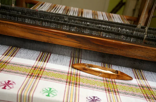 Cotton on the manual wood loom in Lithuania traditional culture and hand weave lifestyle