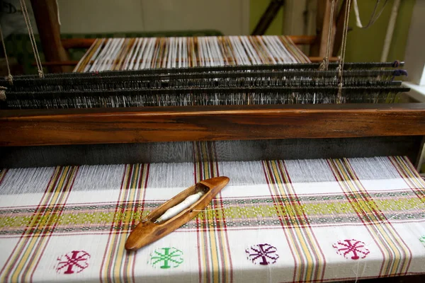 Cotton on the manual wood loom in Lithuania traditional culture and hand weave lifestyle