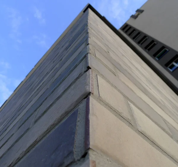 Veredelung Von Ziegeln Der Architektur Wand Mit Verkleidungen Freien — Stockfoto