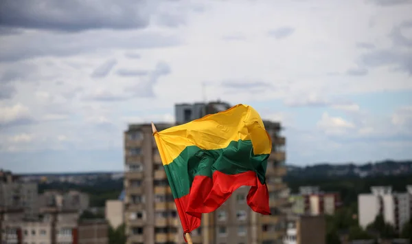 Litouwse Vlag Wappert Driekleur Stad — Stockfoto