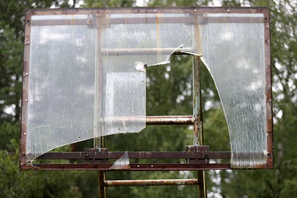 Outdoor Basketball Hoop Board Damaged Rains — Stock Photo, Image