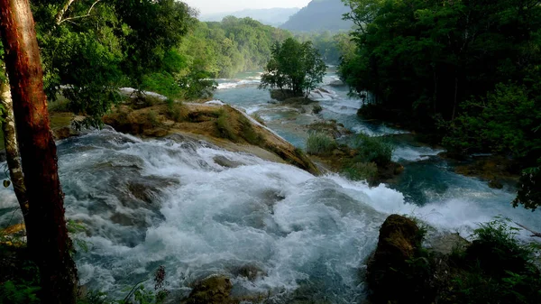 Wodospad Agua Azul Jukatan Meksyk — Zdjęcie stockowe