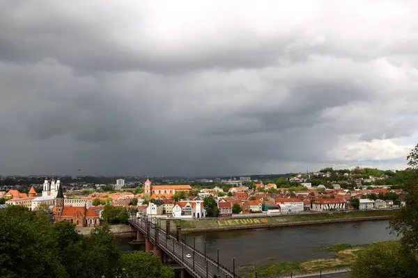 Вид Старе Місто Каунаса Річка Немунас Литва 2020 — стокове фото