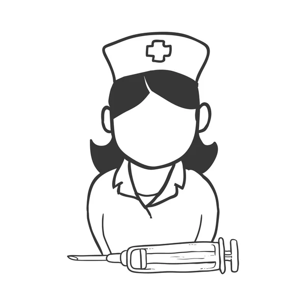 Enfermeira com uniforme. Desenho de cuidados médicos — Vetor de Stock