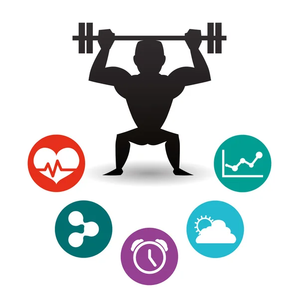 Fitness app technology icons — Stock Vector