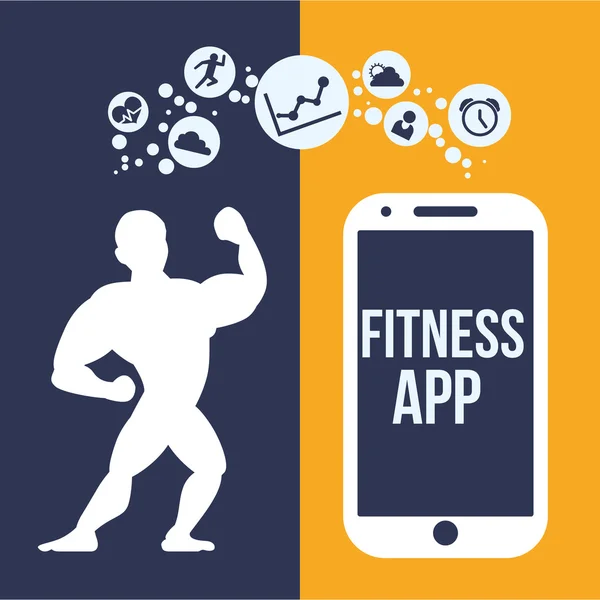 Fitness app technology icons — Stock Vector