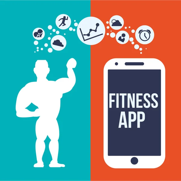 Fitness app technology icons — Stock Vector