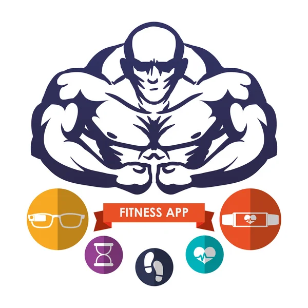 Fitness app technology icons — Stock Vector