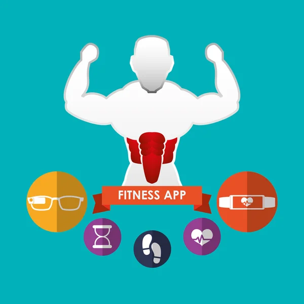 Fitness app technology icons — Stock Vector