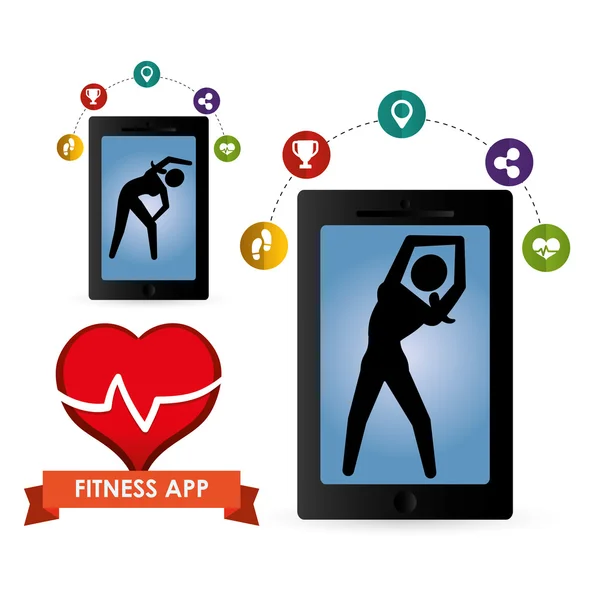 Fitness app technology icons — Stock Vector