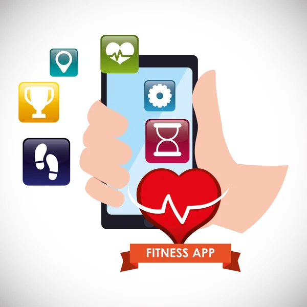Fitness app technology icons — Stock Vector