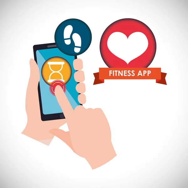 Fitness app technology icons — Stock Vector