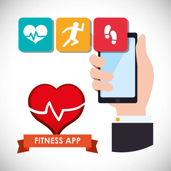 Fitness app technology icons — Stock Vector