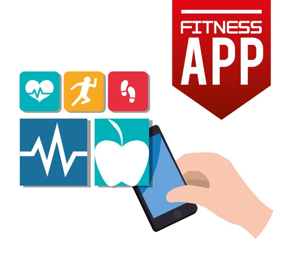 Fitness app technology icons — Stock Vector