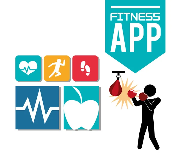 Fitness app technology icons — Stock Vector