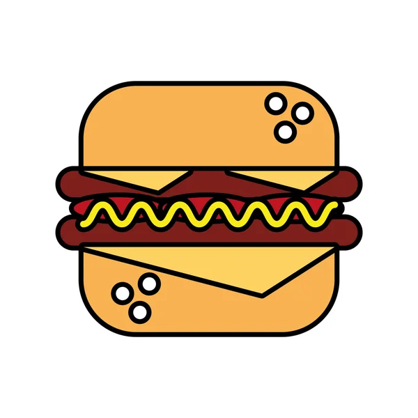 Delicioso icono de hamburguesa aislada — Archivo Imágenes Vectoriales