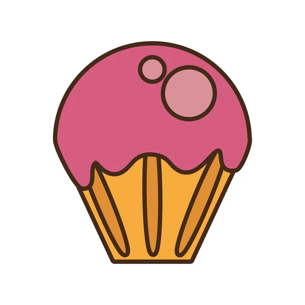 Delicioso cupcake dulce icono — Vector de stock