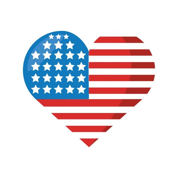 Coeur avec icône drapeau des Etats-Unis — Image vectorielle