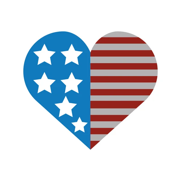 Coeur avec icône drapeau des Etats-Unis — Image vectorielle