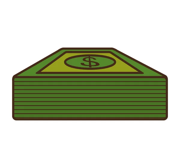 Billets dollars argent icône isolée — Image vectorielle