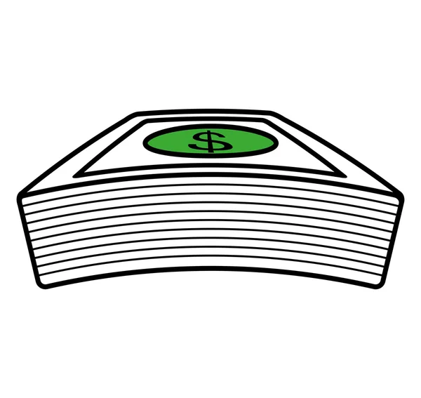 Rekeningen dollar geld geïsoleerde pictogram — Stockvector