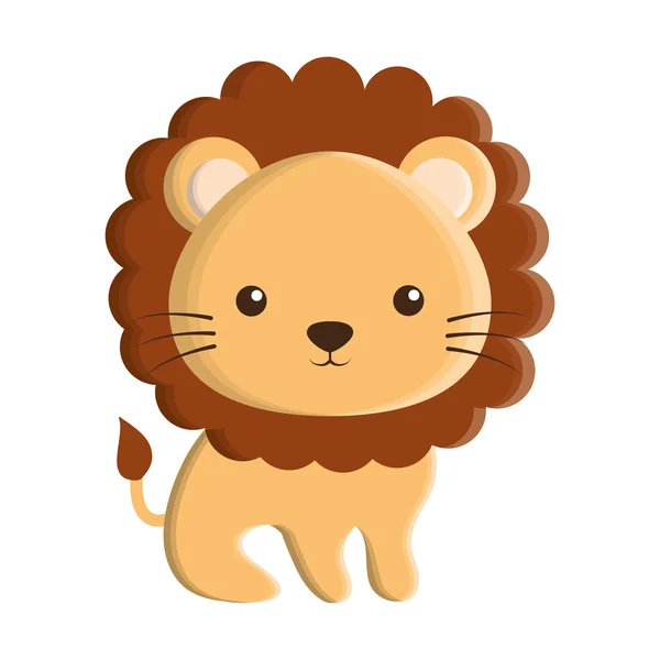 Sevimli aslan hayvan izole simgesi — Stok Vektör