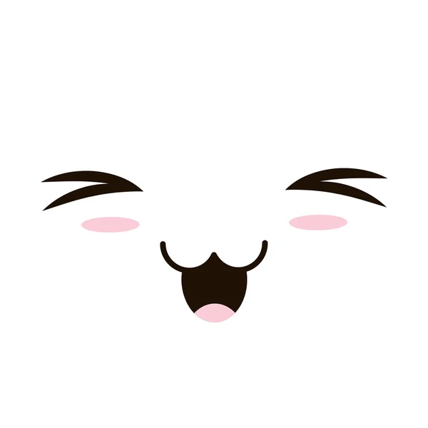 Kawaii faccia emogy isolato icona — Vettoriale Stock