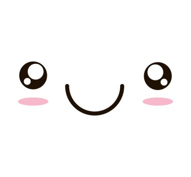 Kawaii yüz emogy izole simgesi