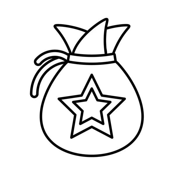 Bolsa de regalo de Navidad icono aislado — Vector de stock