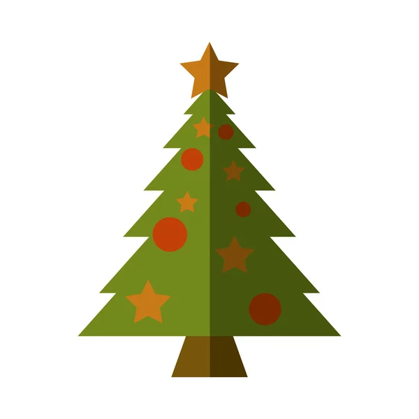 Feliz árbol de Navidad aislado icono — Vector de stock