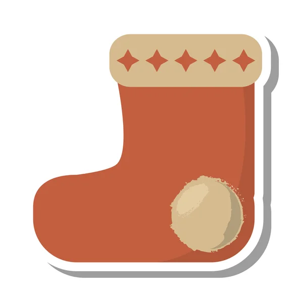 Joyeux Noël chaussettes icône isolée — Image vectorielle