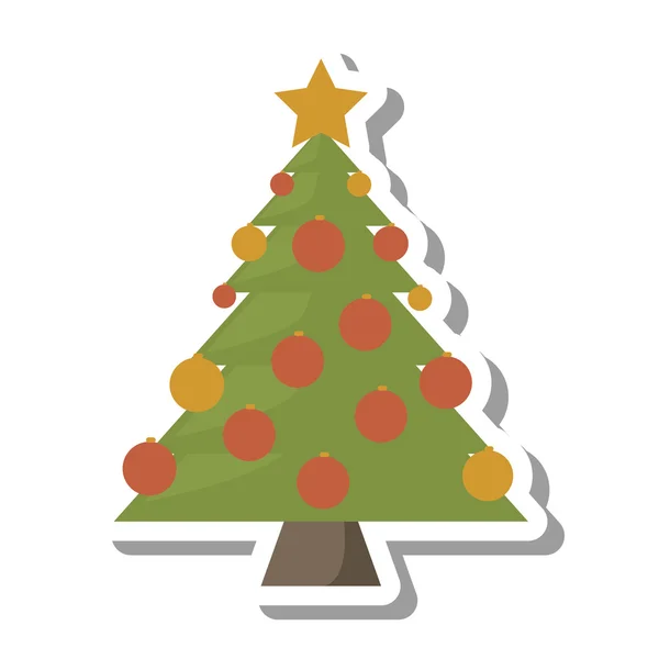 Feliz árbol de Navidad aislado icono — Vector de stock