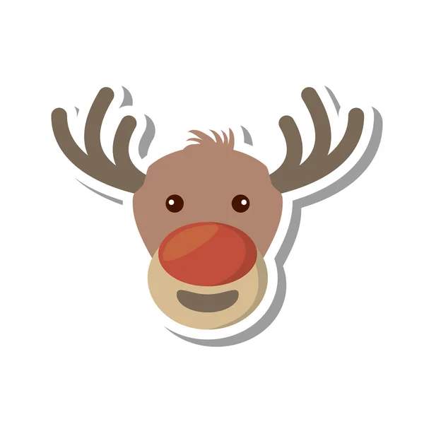 Vánoční sobí charakter izolované ikona — Stockový vektor