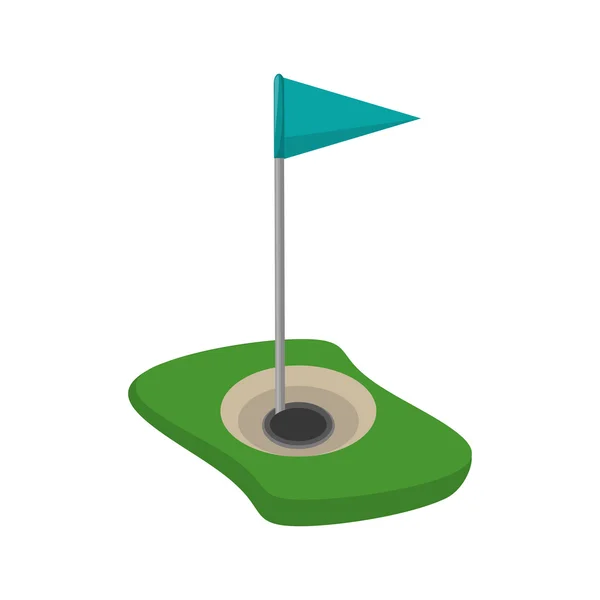 Γκολφ τρύπα απομονωμένες εικονίδιο με τη σημαία — Διανυσματικό Αρχείο