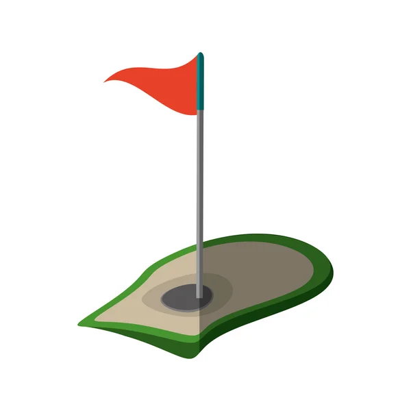Γκολφ τρύπα απομονωμένες εικονίδιο με τη σημαία — Διανυσματικό Αρχείο