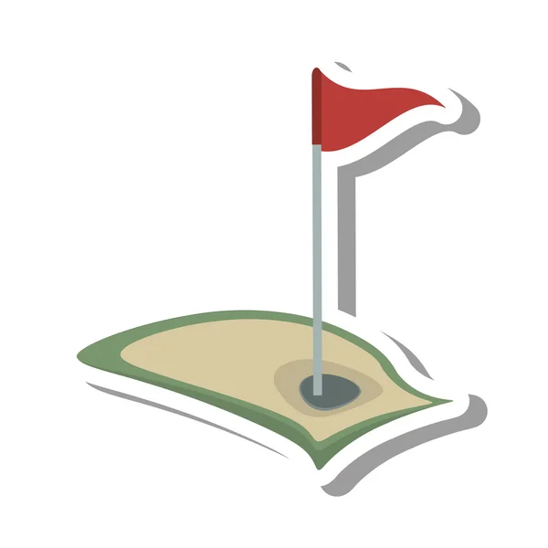 Icona isolata foro bandiera golf — Vettoriale Stock