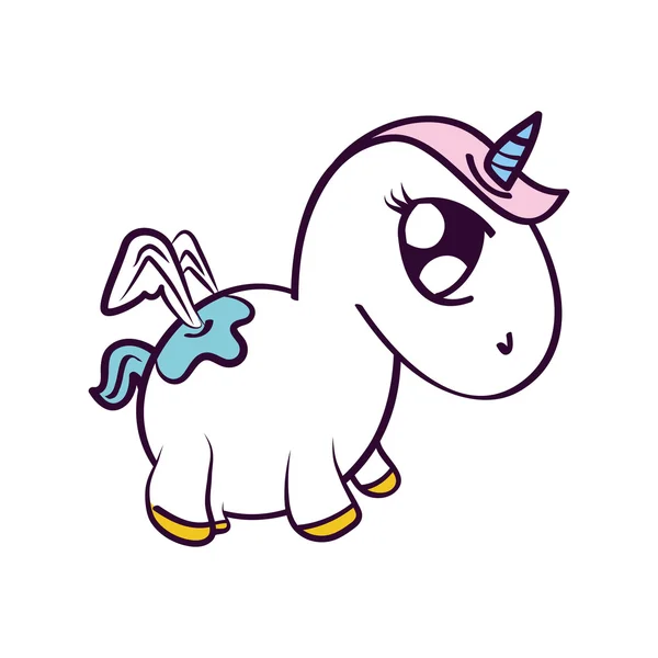 Carino unicorno disegnato icona — Vettoriale Stock