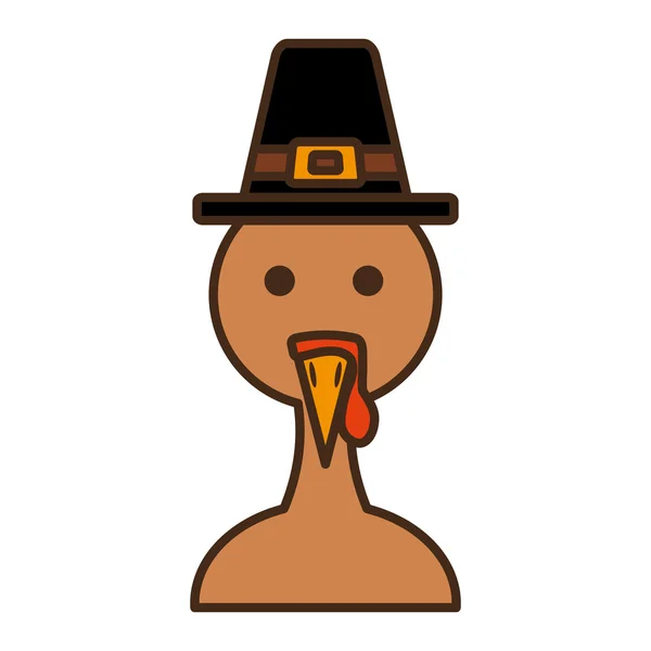 Turkey character thanksgiving icon — ストックベクタ