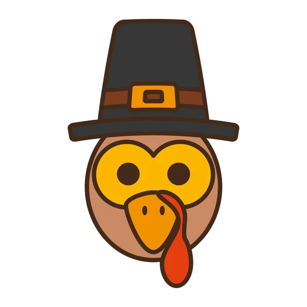 Caractère de dinde icône de Thanksgiving — Image vectorielle