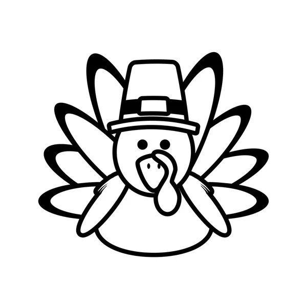 Turkije karakter thanksgiving pictogram — Stockvector