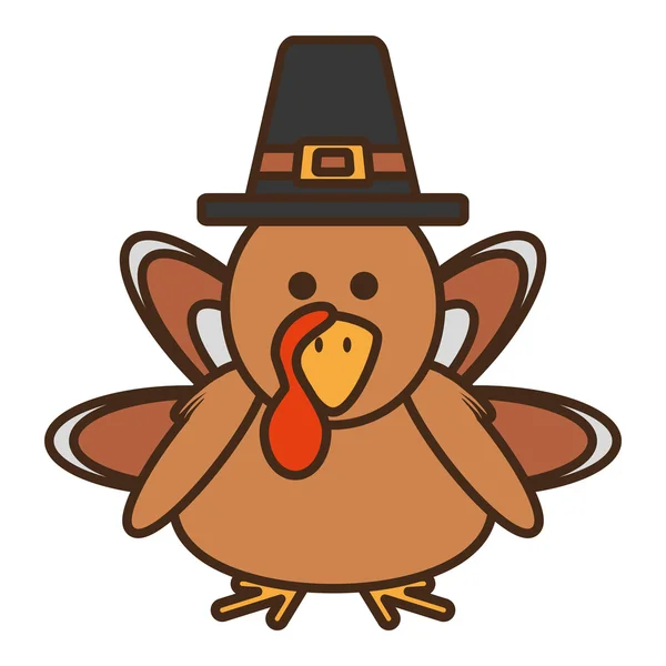 Turkey character thanksgiving icon — Stock Vector