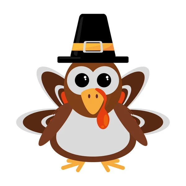 Turkey character thanksgiving icon — Stock Vector