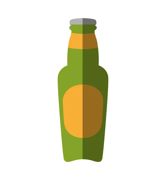 Botella de cerveza fresca icono aislado — Vector de stock