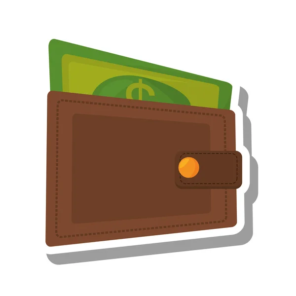 Portemonnee met rekeningen geïsoleerde pictogram — Stockvector