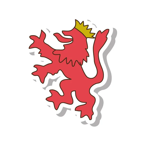 Leão escudo silhueta ícone isolado — Vetor de Stock