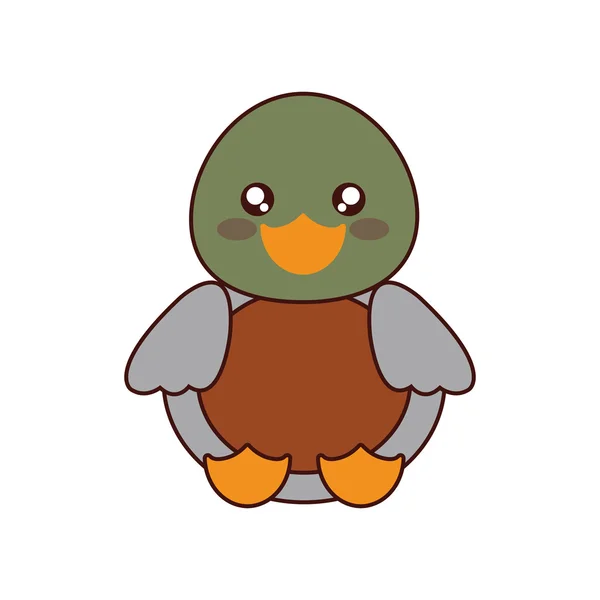 Lindo pato kawaii estilo — Vector de stock