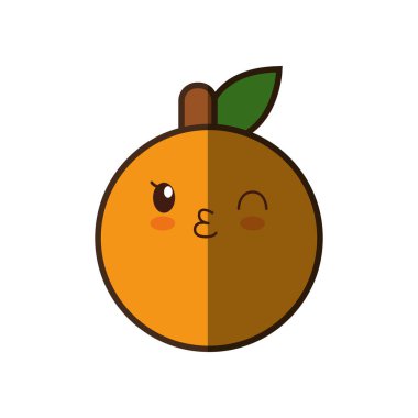 Turuncu taze meyve kawaii stil izole simgesi