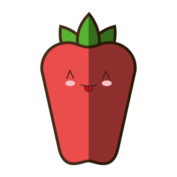 Poivre légumes frais style kawaii icône isolée — Image vectorielle