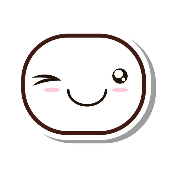 Kawaii cara emogía aislado icono — Vector de stock